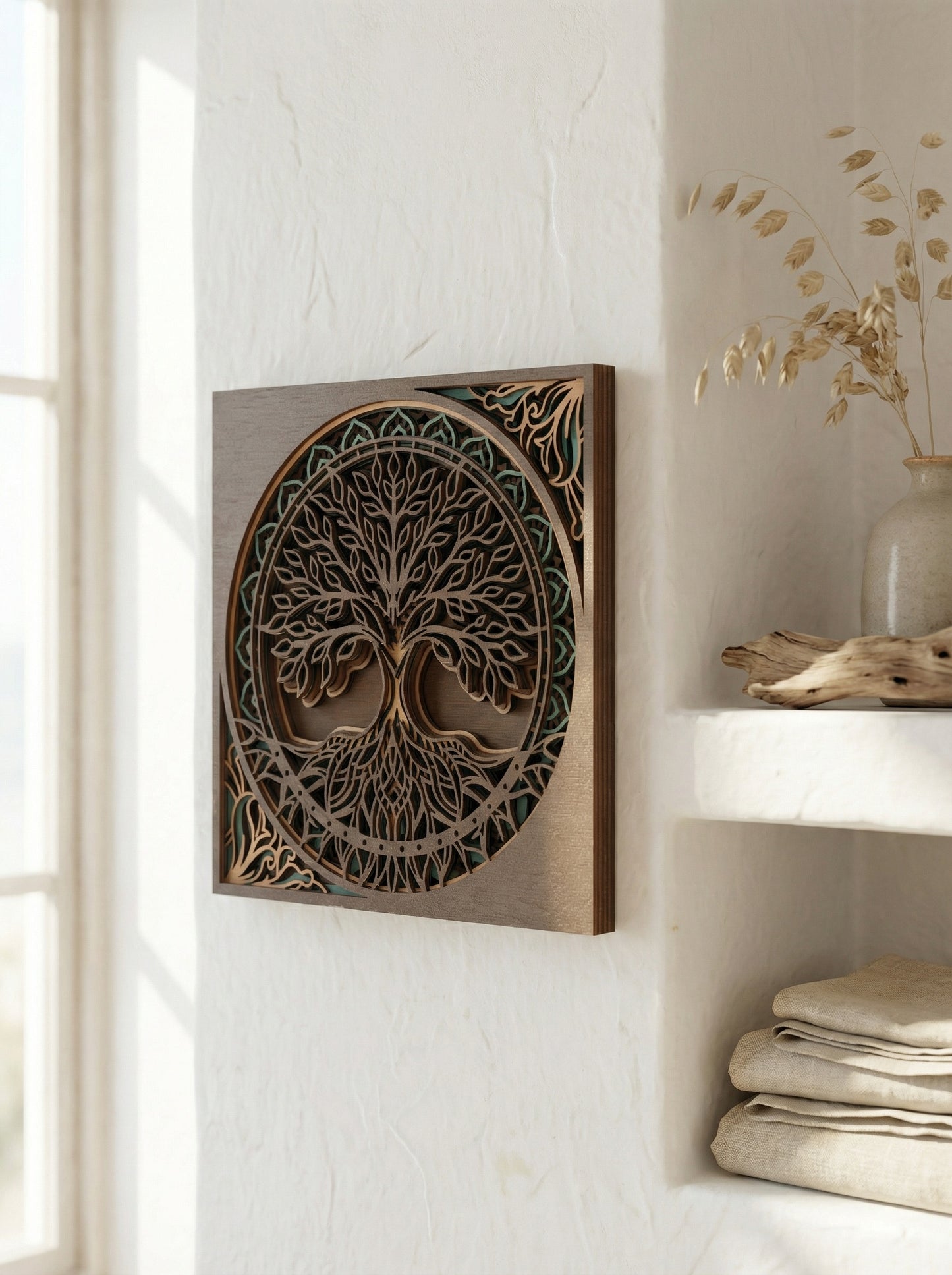 Tree of Life Mandala Wood Display- 6" x 6"