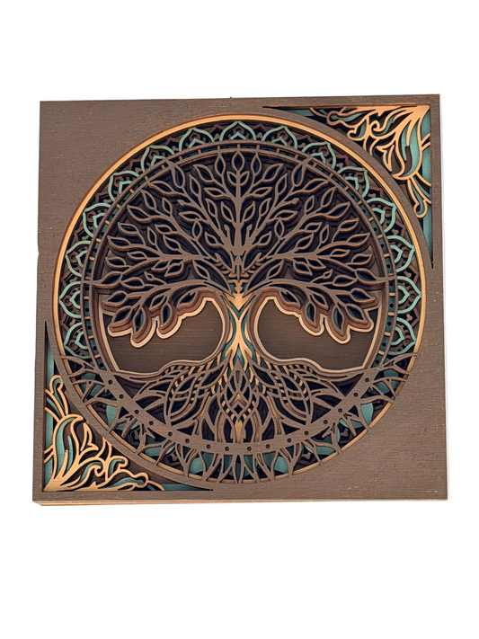 Tree of Life Mandala Wood Display- 6" x 6"