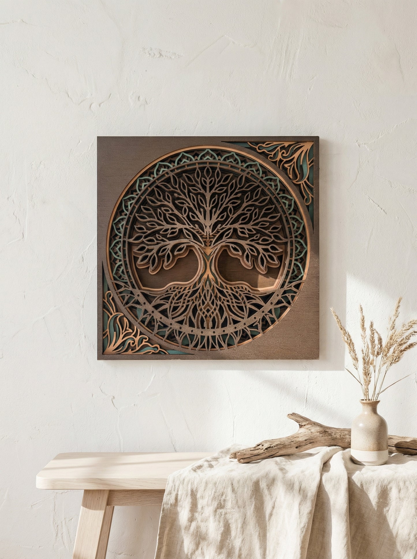 Tree of Life Mandala Wood Display- 6" x 6"
