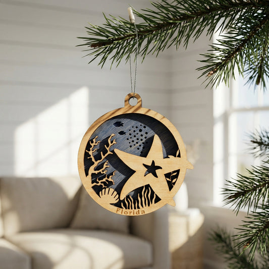 Starfish Ornament- Double Sided Real Wood
