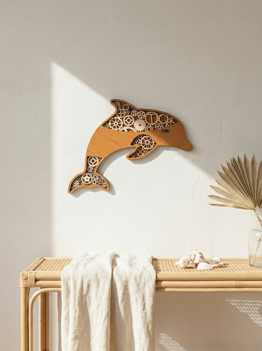 Steampunk Dolphin- Real Wood