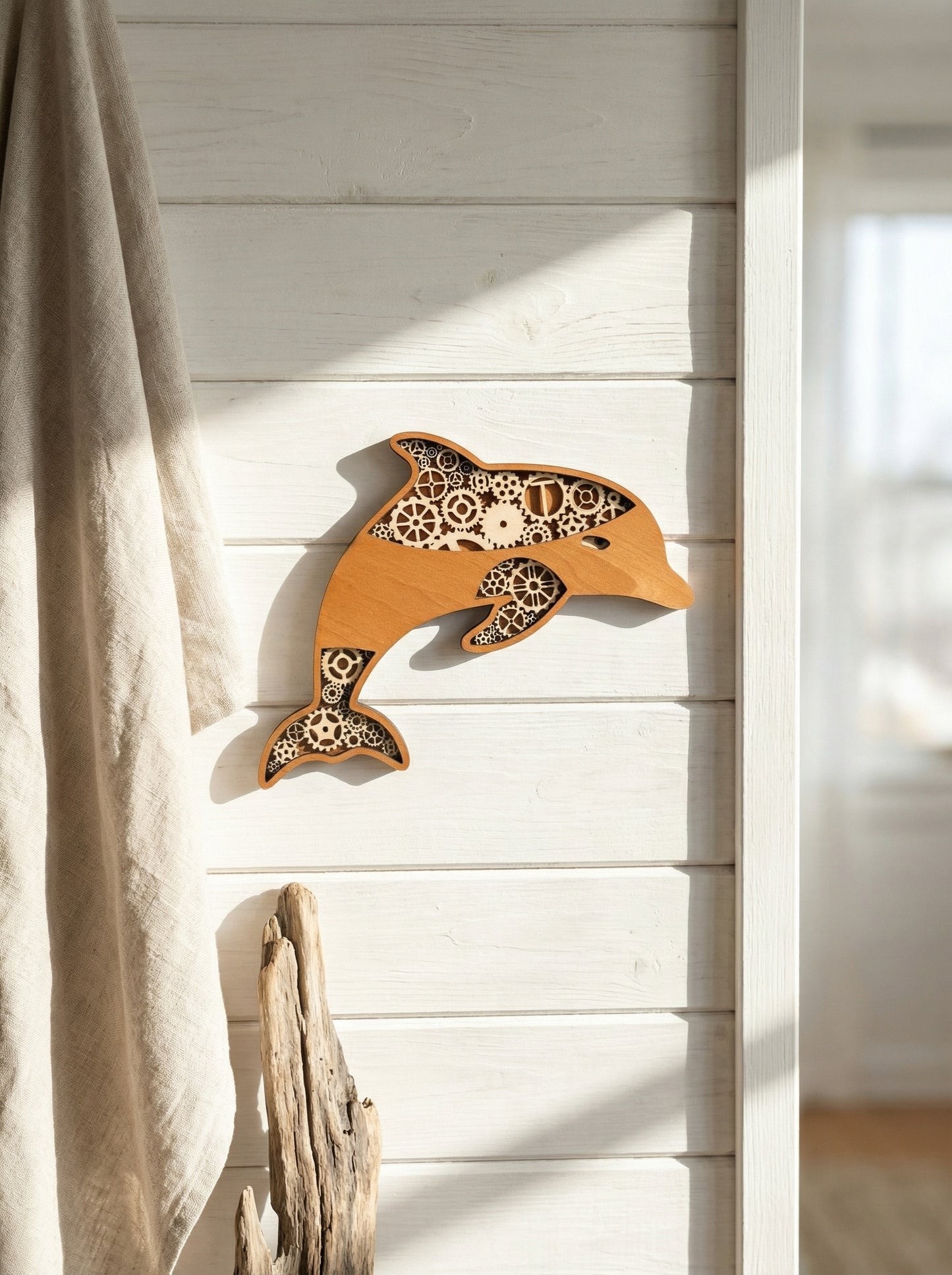 Steampunk Dolphin- Real Wood