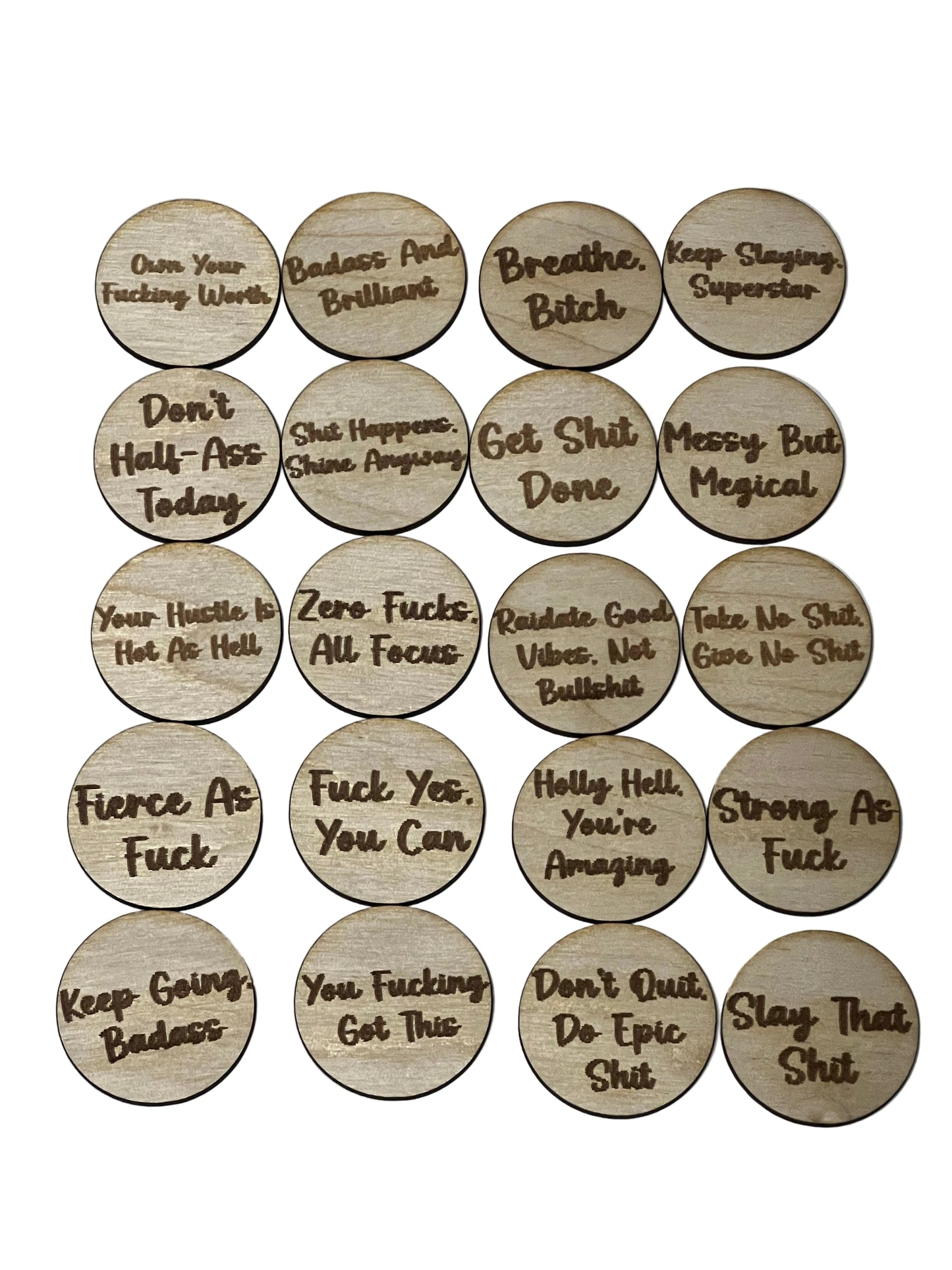 Sweary Affirmation Jar – 20 Wooden Discs