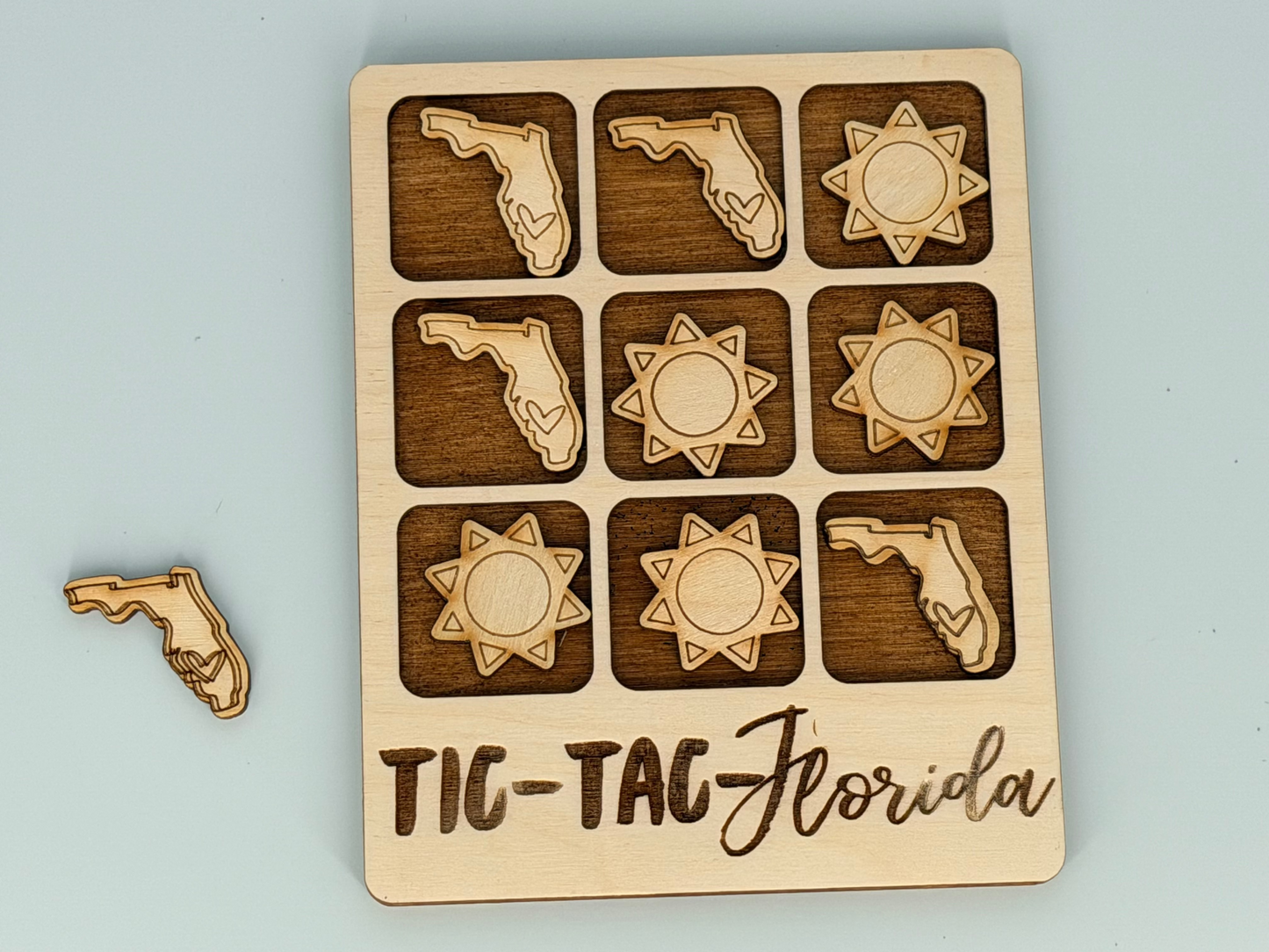 Tic Tac Florida – Laser-Cut Wood Game